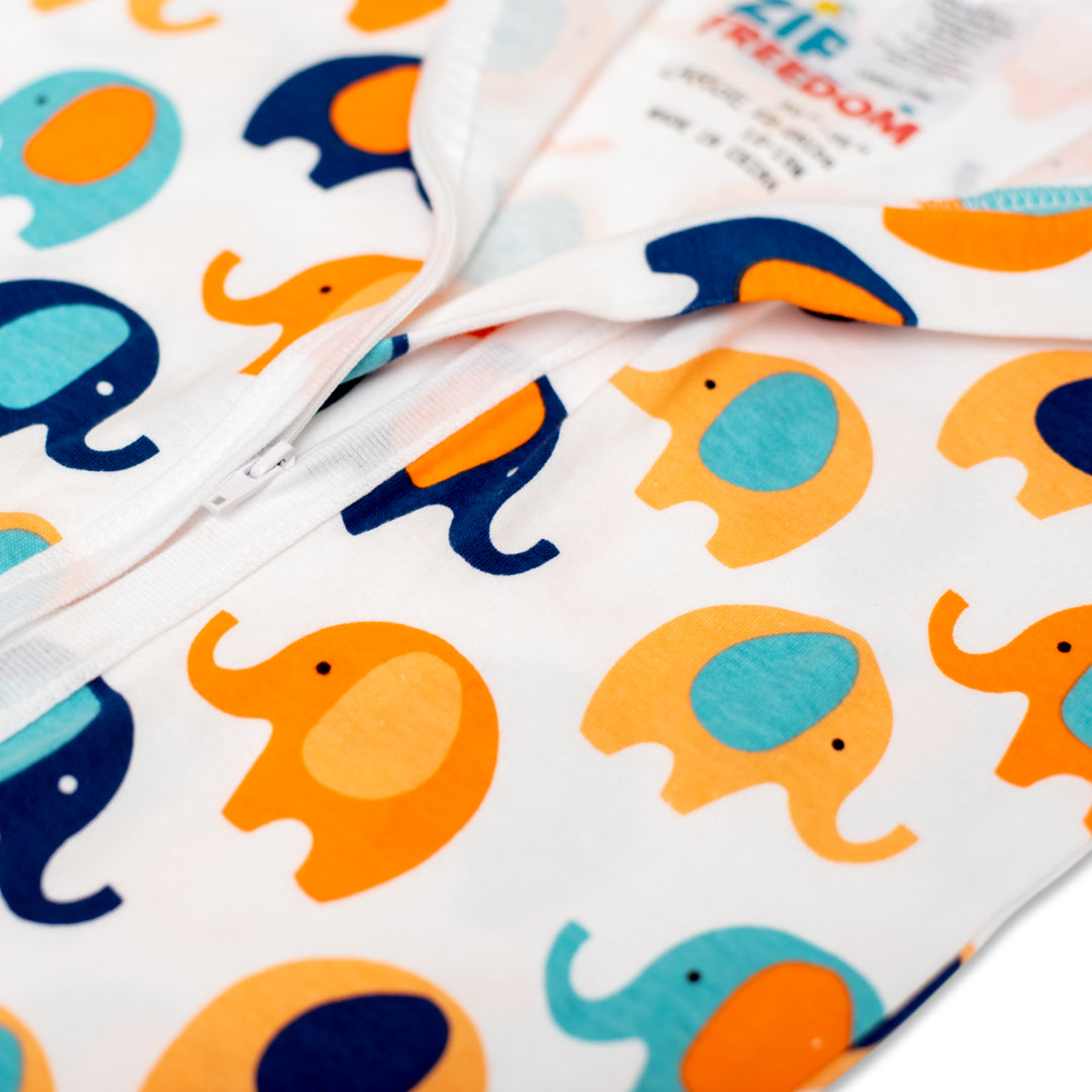 Blue & Orange Elephants Zippy Freedom Swaddle Transition