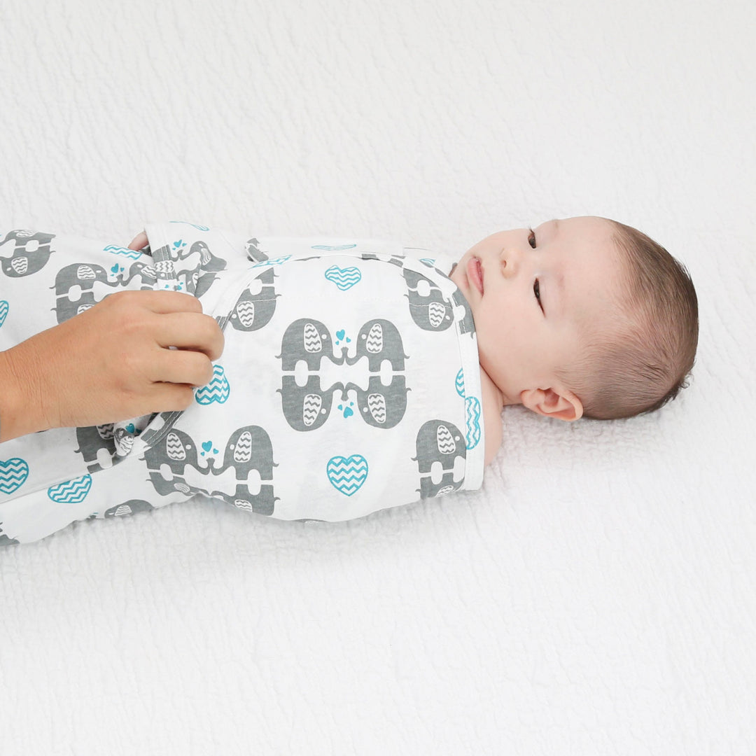 Sleeping Baby Zippy Swaddle safe sleep cotton swaddle eLOVEphant