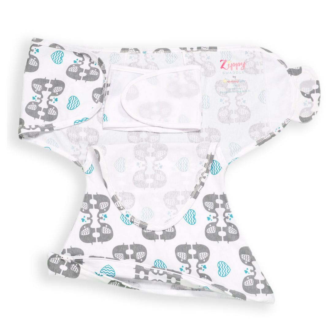 Sleeping Baby Zippy Swaddle safe sleep cotton swaddle eLOVEphant