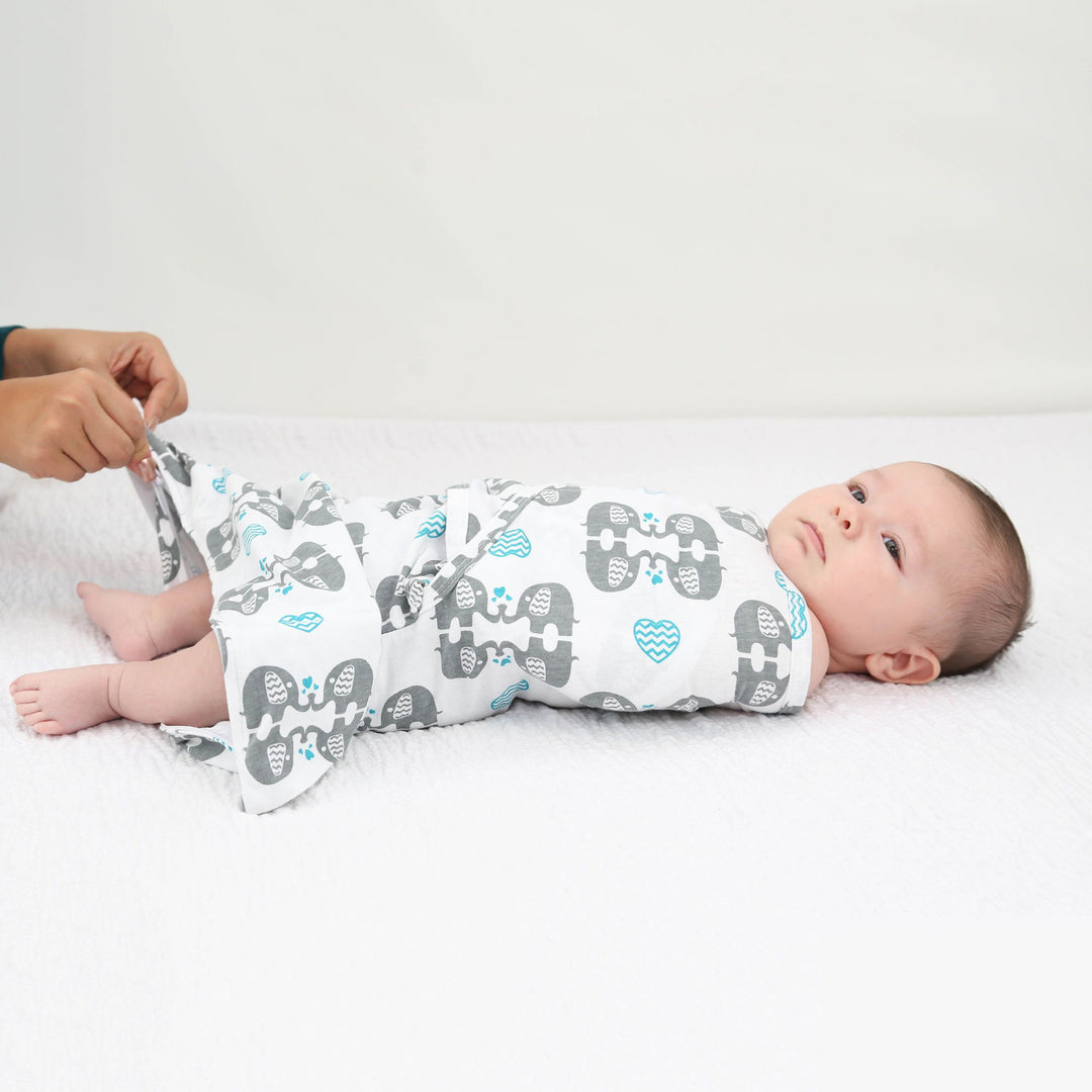 Sleeping Baby Zippy Swaddle safe sleep cotton swaddle eLOVEphant