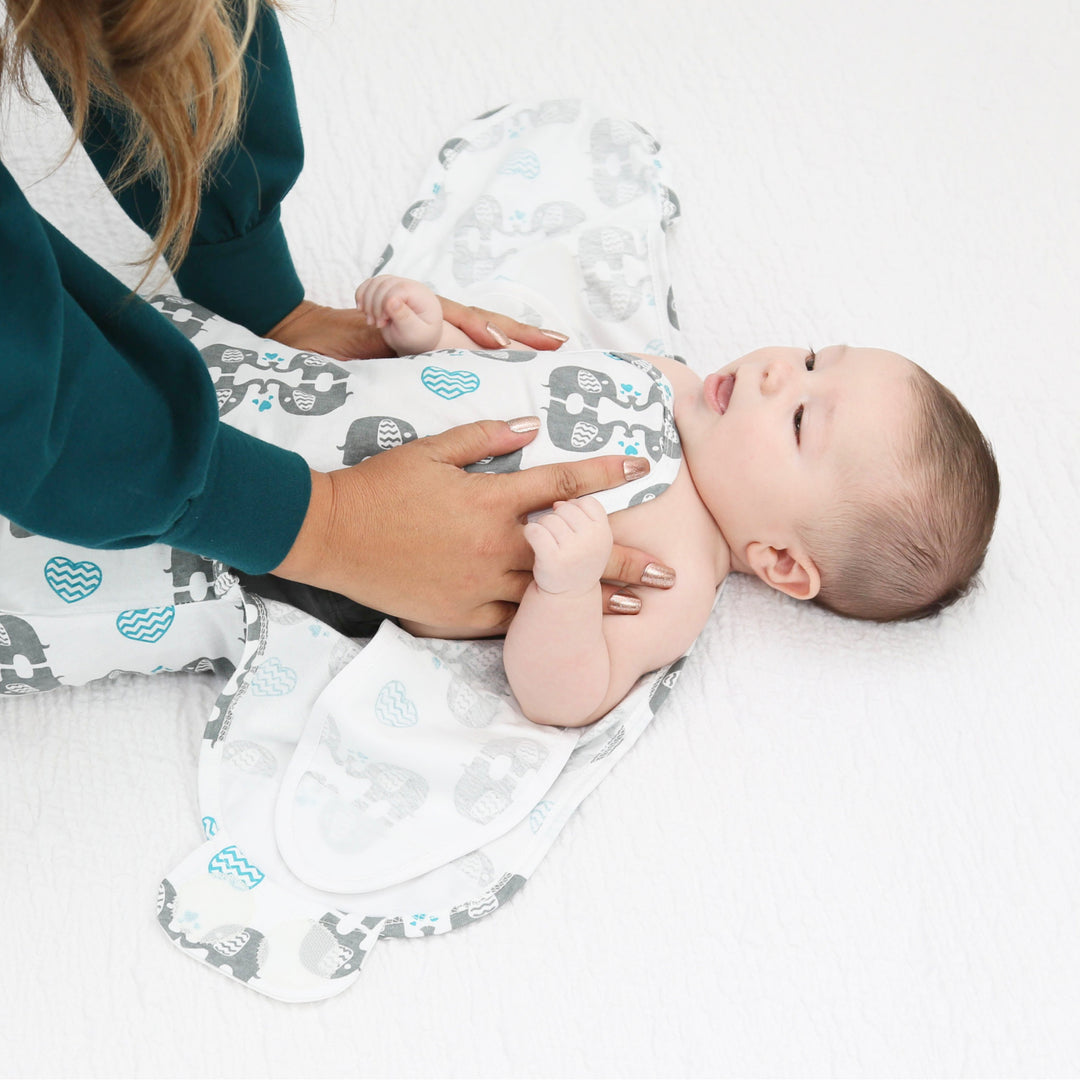 Sleeping Baby Zippy Swaddle safe sleep cotton swaddle eLOVEphant