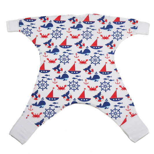 Sleeping Baby Flying Squirrel cozy baby pajama bodysuit Nautical Boy Lightweight