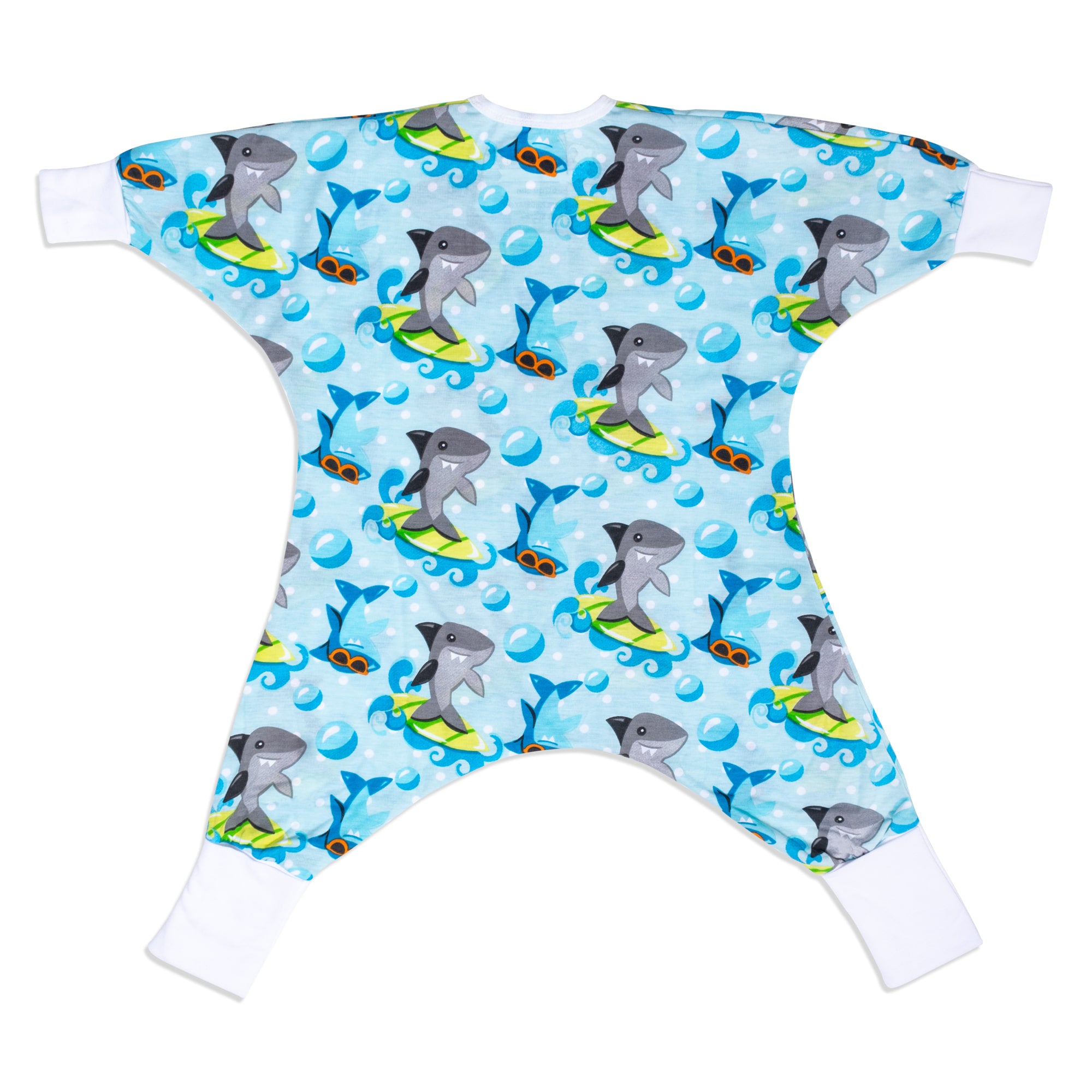 Sleeping Baby Flying Squirrel cozy baby pajama bodysuit Surfing Sharks