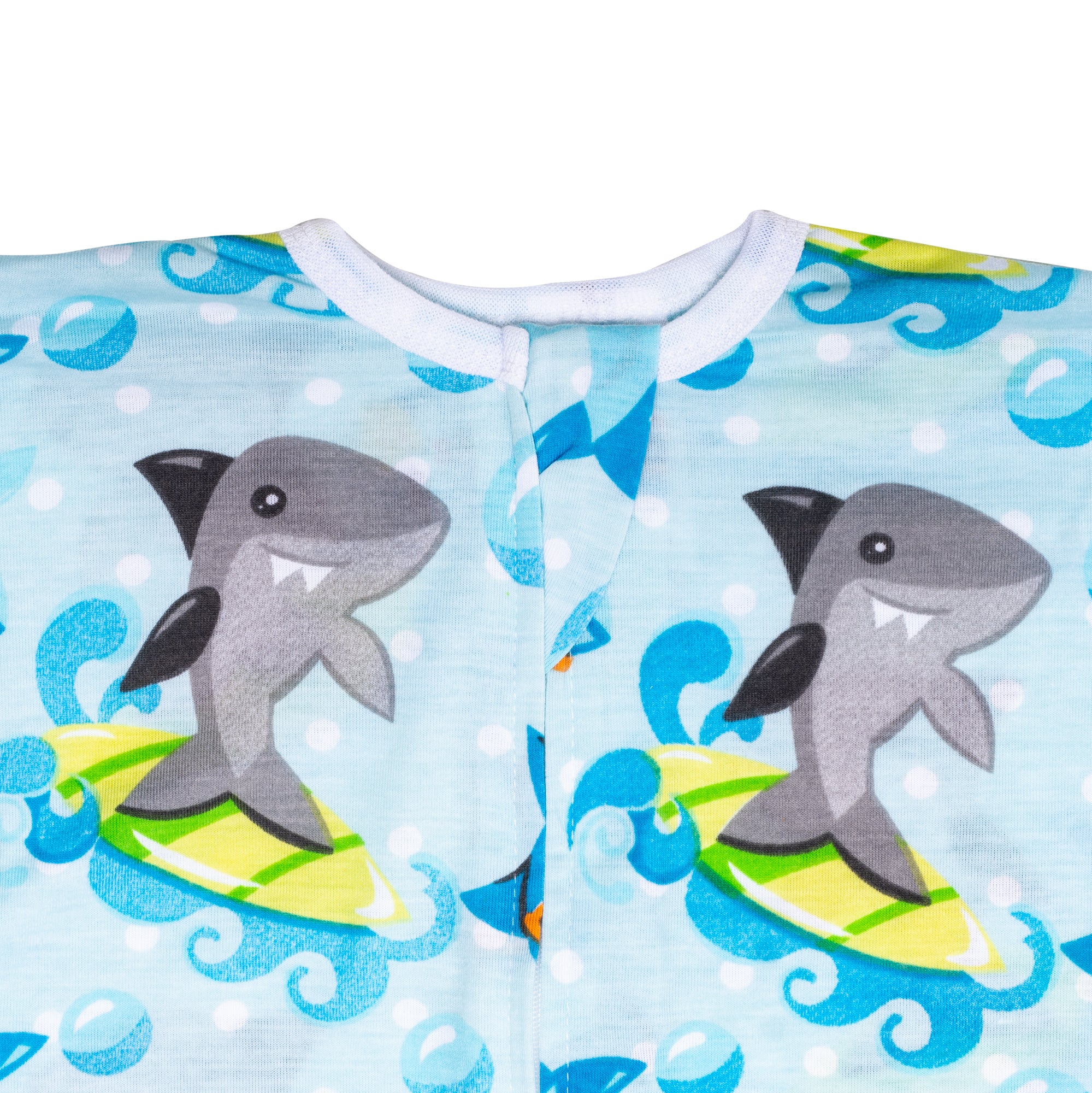 Sleeping Baby Flying Squirrel cozy baby pajama bodysuit Surfing Sharks