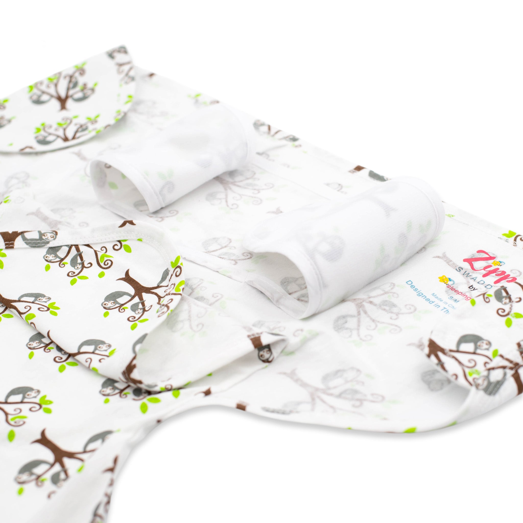 Sleeping Baby Zippy Swaddle safe sleep cotton swaddle Sloth In A Tree